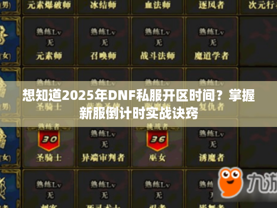 想知道2025年DNF私服开区时间？掌握新服倒计时实战诀窍