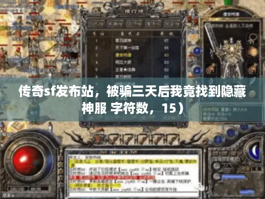 传奇sf发布站，被骗三天后我竟找到隐藏神服 字符数，15）
