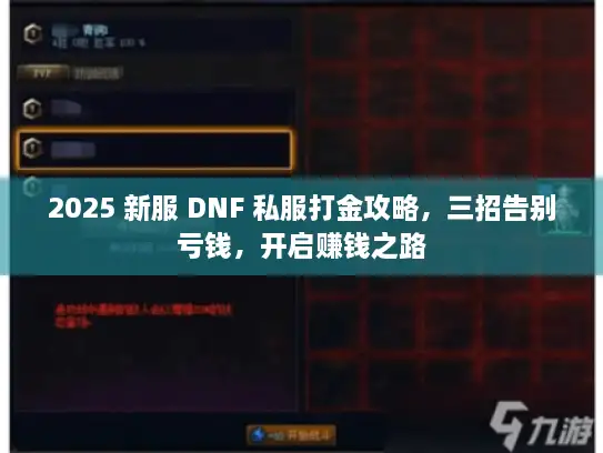 2025 新服 DNF 私服打金攻略，三招告别亏钱，开启赚钱之路