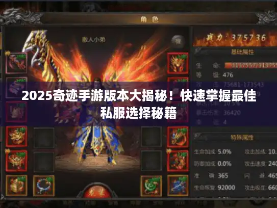 2025奇迹手游版本大揭秘！快速掌握最佳私服选择秘籍