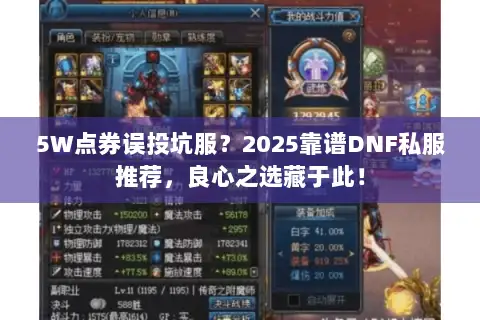 5W点券误投坑服？2025靠谱DNF私服推荐，良心之选藏于此！
