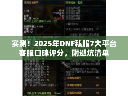 实测!2025年DNF私服7大平台客服口碑评分,附避坑清单 实测!2025年DNF私服7大平台客服口碑评分,附避坑清单