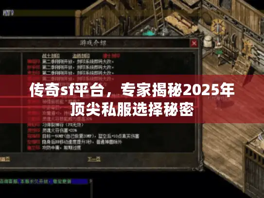 传奇sf平台，专家揭秘2025年顶尖私服选择秘密