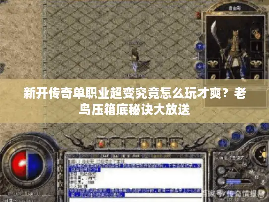 新开传奇单职业超变究竟怎么玩才爽？老鸟压箱底秘诀大放送