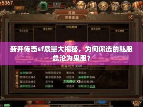 新开传奇sf质量大揭秘，为何你选的私服总沦为鬼服？