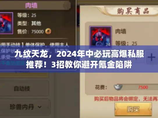 九纹天龙，2024年中必玩高爆私服推荐！3招教你避开氪金陷阱