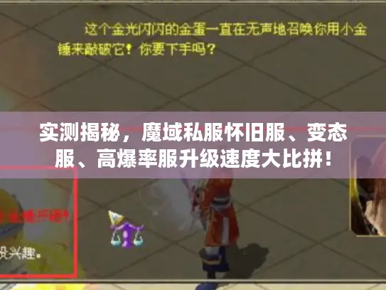 实测揭秘，魔域私服怀旧服、变态服、高爆率服升级速度大比拼！