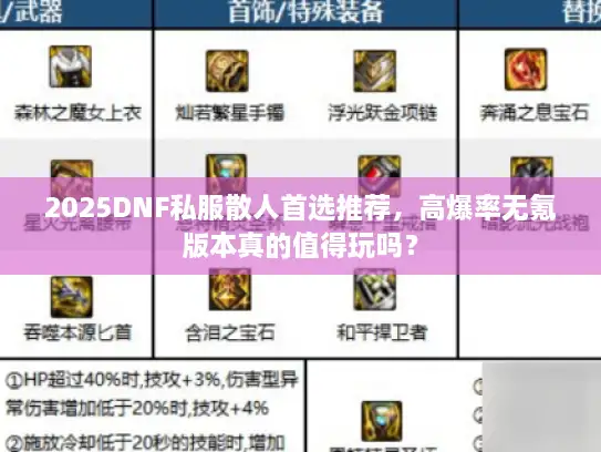 2025DNF私服散人首选推荐，高爆率无氪版本真的值得玩吗？