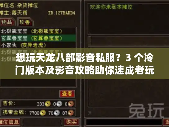 想玩天龙八部影音私服？3 个冷门版本及影音攻略助你速成老玩家