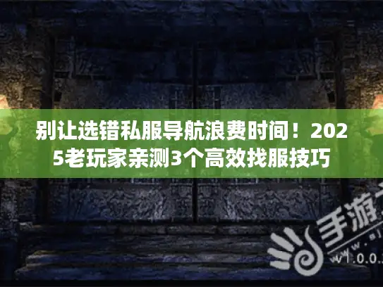 别让选错私服导航浪费时间！2025老玩家亲测3个高效找服技巧