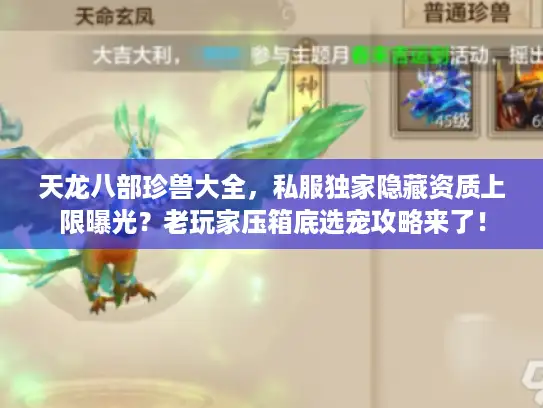 天龙八部珍兽大全，私服独家隐藏资质上限曝光？老玩家压箱底选宠攻略来了！