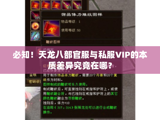 必知！天龙八部官服与私服VIP的本质差异究竟在哪？