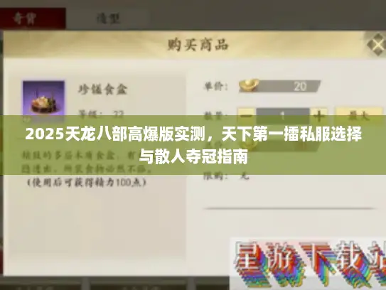 2025天龙八部高爆版实测，天下第一擂私服选择与散人夺冠指南