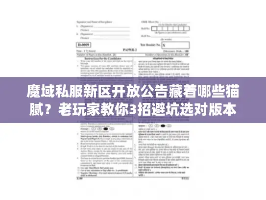 魔域私服新区开放公告藏着哪些猫腻？老玩家教你3招避坑选对版本