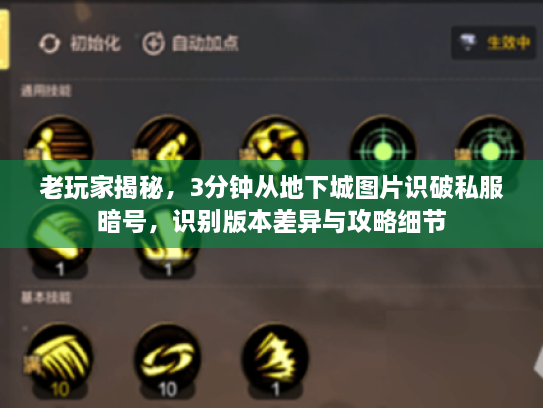 老玩家揭秘，3分钟从地下城图片识破私服暗号，识别版本差异与攻略细节