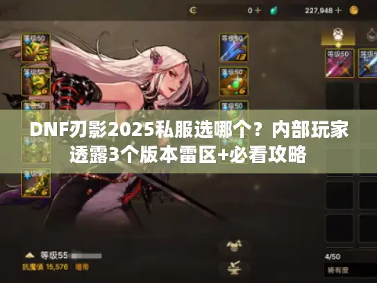 DNF刃影2025私服选哪个？内部玩家透露3个版本雷区+必看攻略