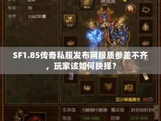 SF1.85传奇私服发布网服质参差不齐，玩家该如何抉择？
