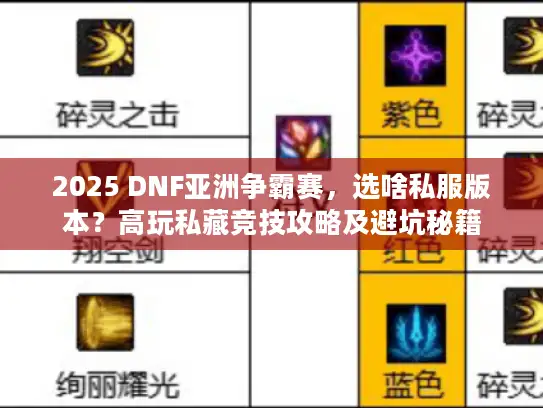 2025 DNF亚洲争霸赛，选啥私服版本？高玩私藏竞技攻略及避坑秘籍