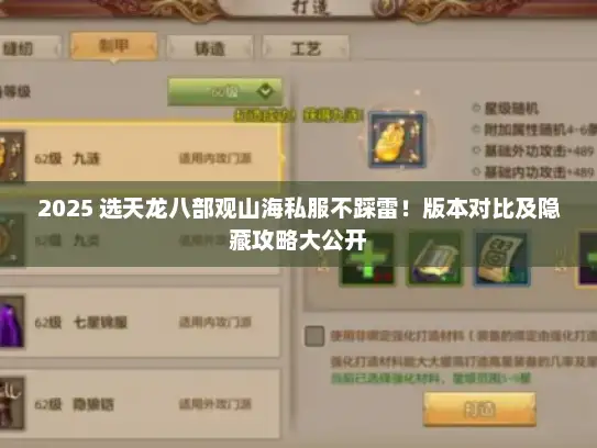 2025 选天龙八部观山海私服不踩雷！版本对比及隐藏攻略大公开