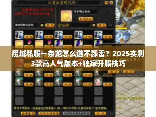 魔域私服一条龙怎么选不踩雷？2025实测3款高人气版本+独家开服技巧