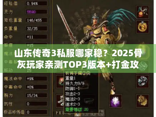 山东传奇3私服哪家稳？2025骨灰玩家亲测TOP3版本+打金攻略