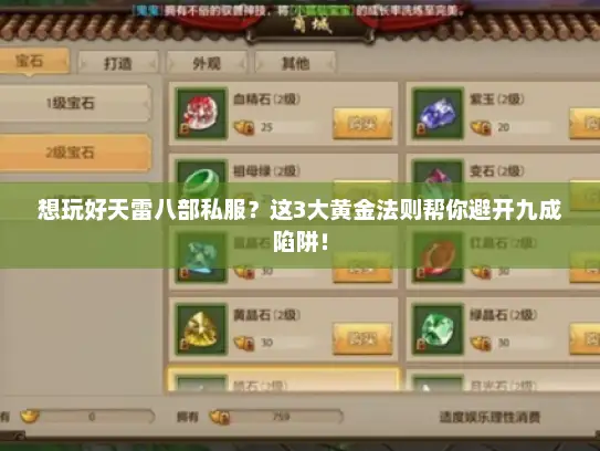 想玩好天雷八部私服？这3大黄金法则帮你避开九成陷阱！