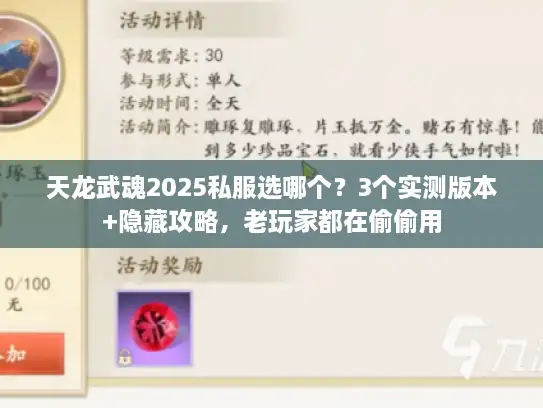 天龙武魂2025私服选哪个？3个实测版本+隐藏攻略，老玩家都在偷偷用