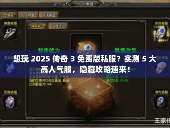 想玩 2025 传奇 3 免费版私服？实测 5 大高人气服，隐藏攻略速来！