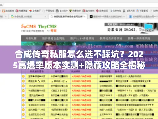 合成传奇私服怎么选不踩坑？2025高爆率版本实测+隐藏攻略全揭秘