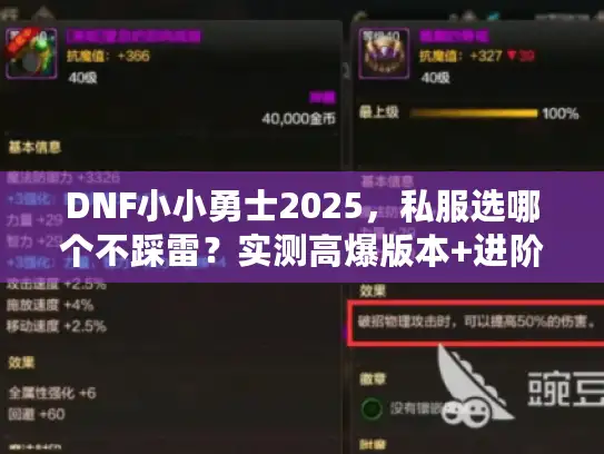 DNF小小勇士2025，私服选哪个不踩雷？实测高爆版本+进阶攻略全公开