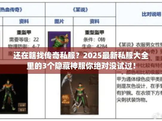 还在瞎找传奇私服？2025最新私服大全里的3个隐藏神服你绝对没试过！