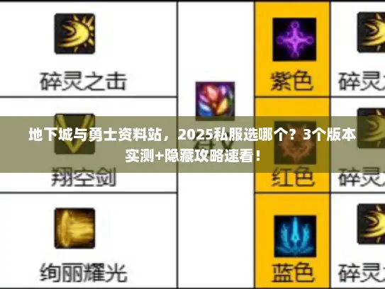 地下城与勇士资料站，2025私服选哪个？3个版本实测+隐藏攻略速看！