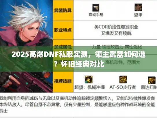 2025高爆DNF私服实测，领主武器如何选？怀旧经典对比