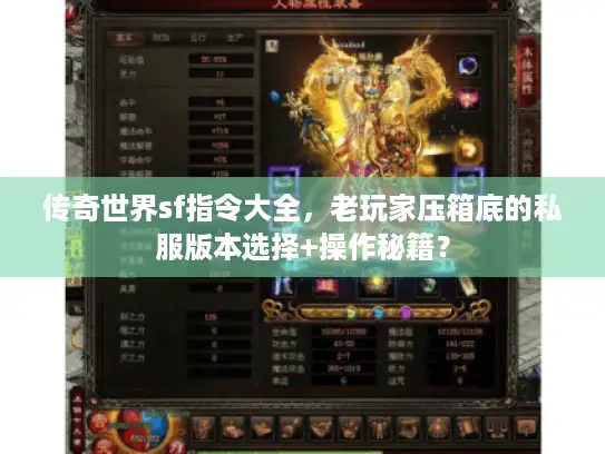 传奇世界sf指令大全，老玩家压箱底的私服版本选择+操作秘籍？