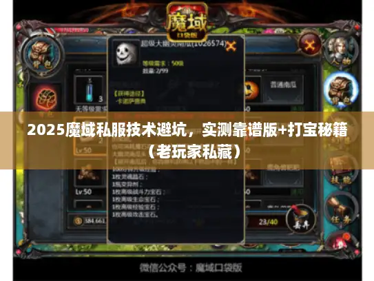 2025魔域私服技术避坑，实测靠谱版+打宝秘籍（老玩家私藏）