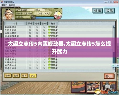 太阁立志传5内置修改器,太阁立志传5怎么提升武力