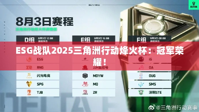 ESG战队2025三角洲行动烽火杯：冠军荣耀！