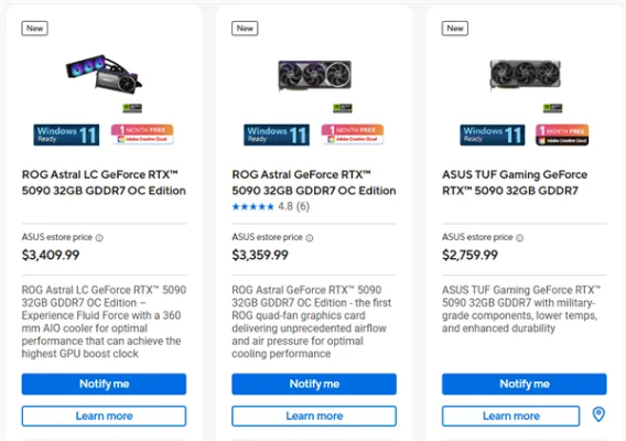 RTX 5090/5070 Ti带头:全球显卡价格普涨15%! RTX 5090/5070 Ti带头:全球显卡价格普涨15%!