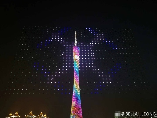 回顾星际猎人广州塔无人机大秀，看盘古舰船空降震撼场景！