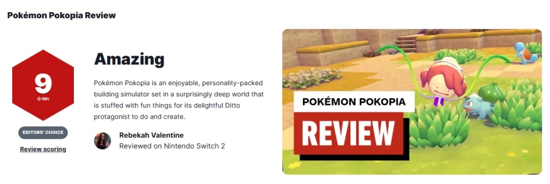 宝可梦Pokopia评分升至89，有望成为比肩生化危机9的佳作！